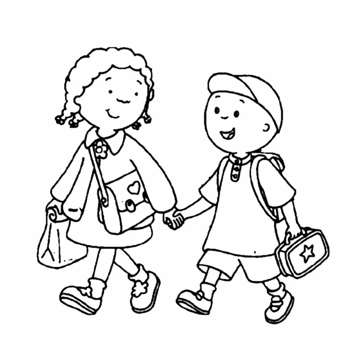 Photo Drawing friendship girl and boy
