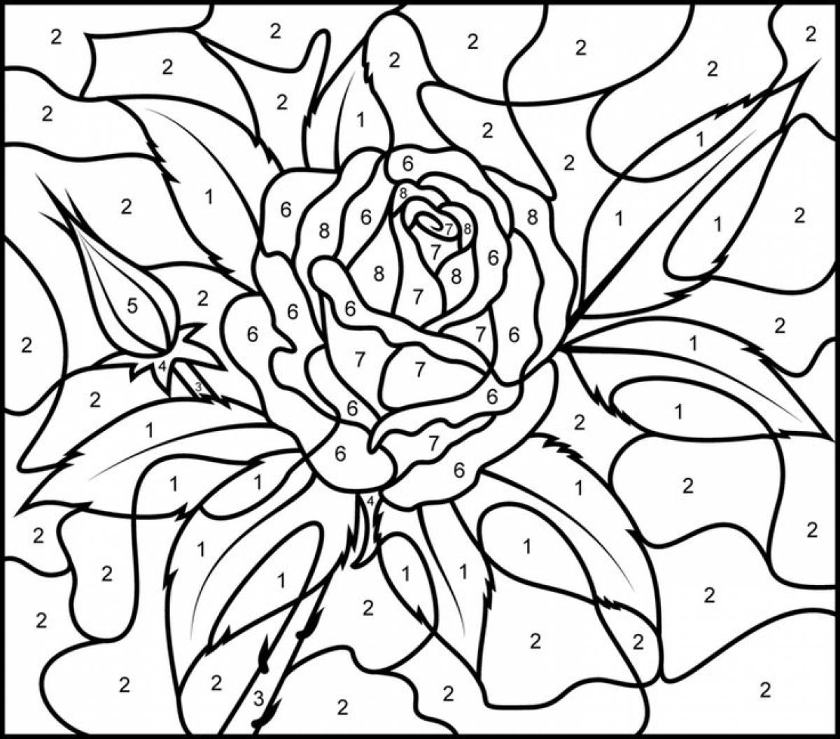 Photo Rose coloring by number for adults