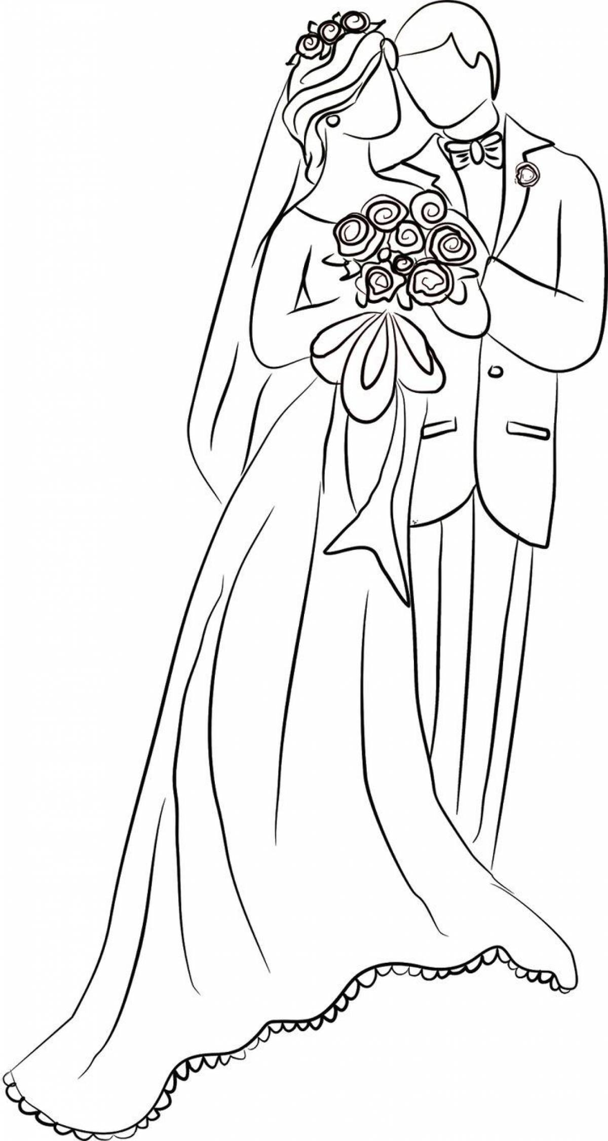 Photo Bride and groom coloring page