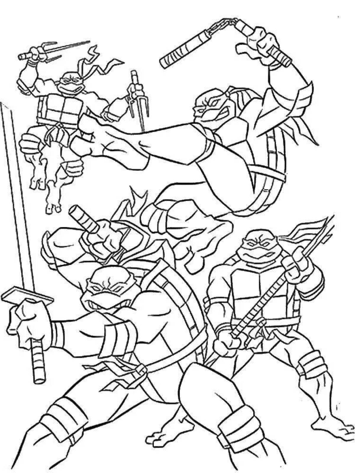 Ninja Turtles playful coloring page