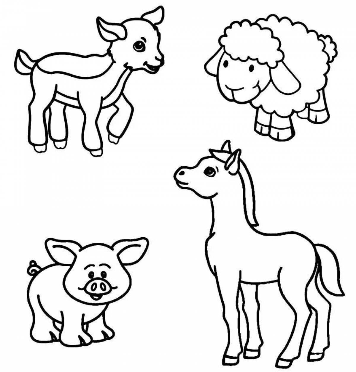 Coloring book for children with animals 3-4 years old