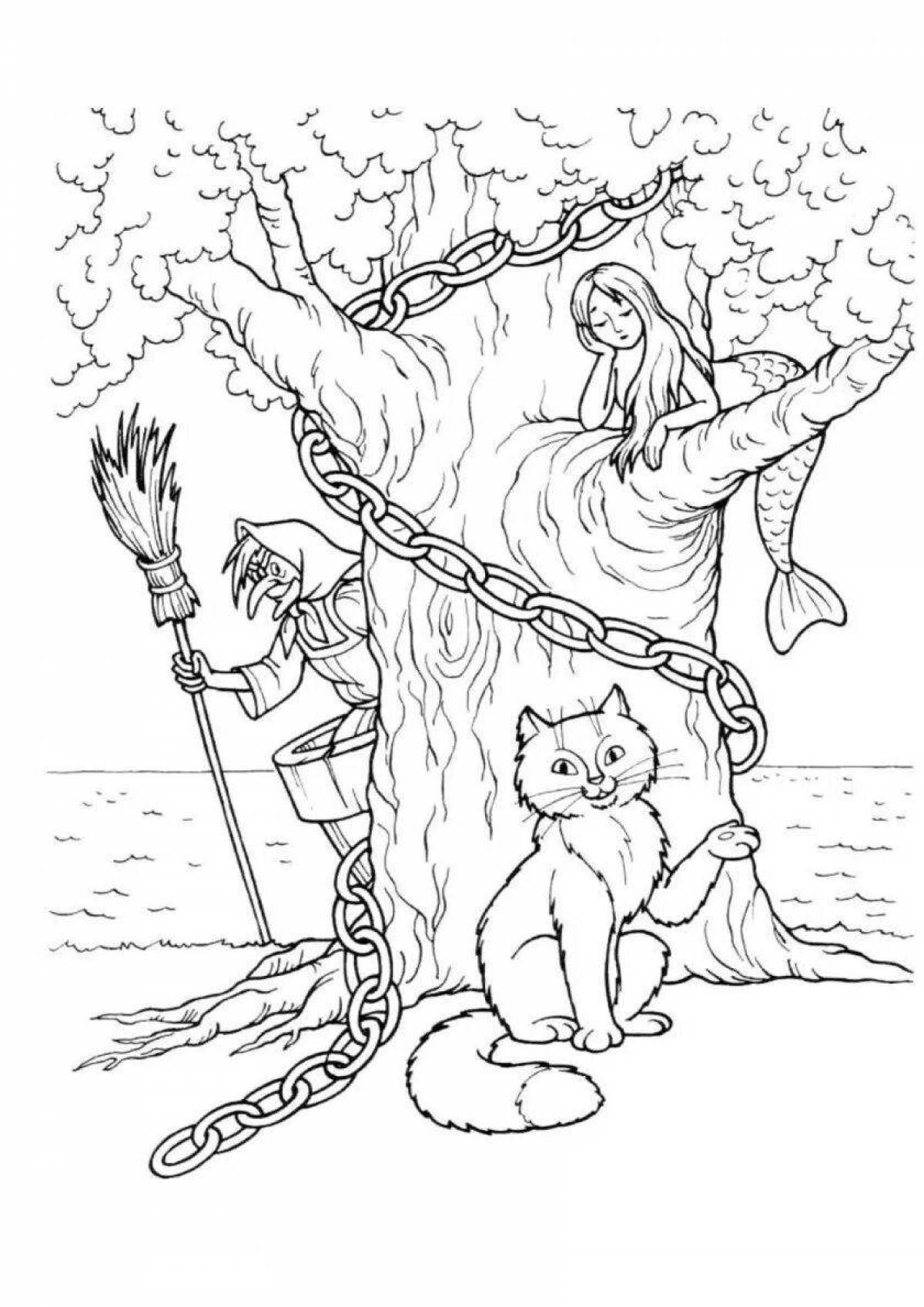 Delightful coloring book for children 4-5 years old based on Pushkin's fairy tales