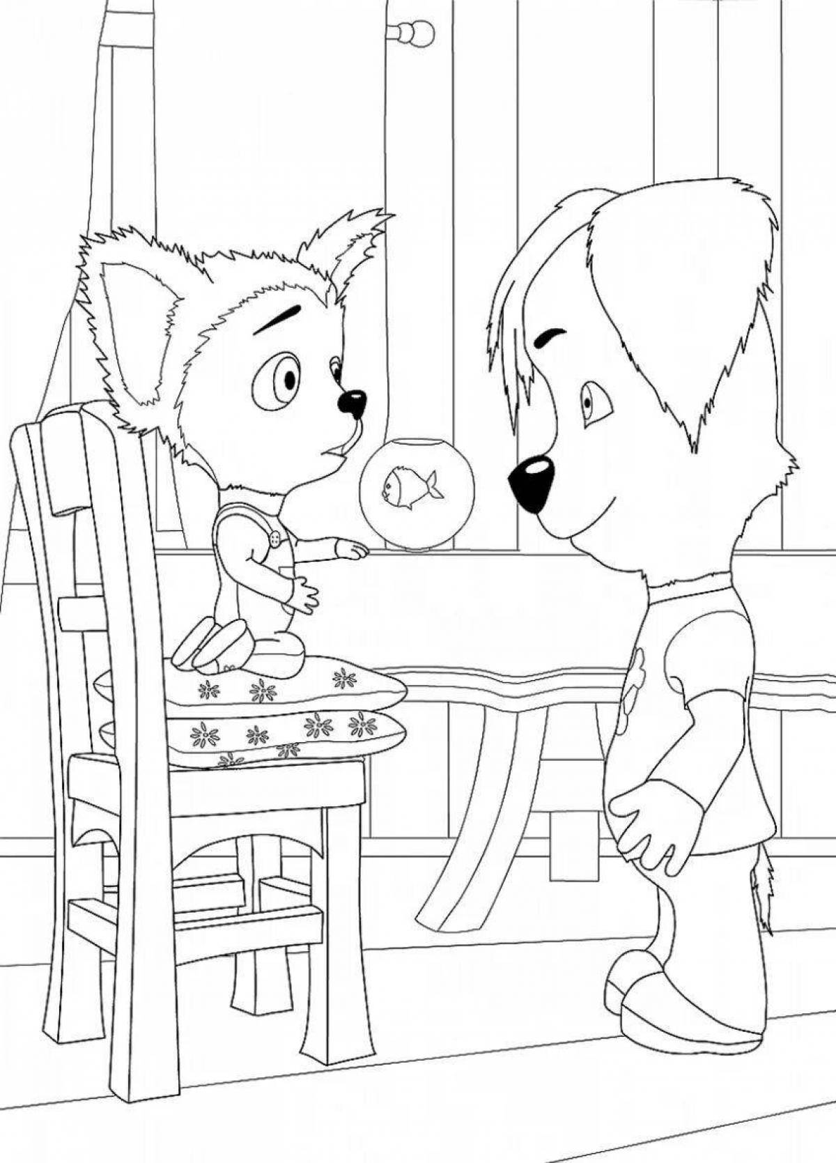 Coloring pages barboskins with wild flowers for children 5-6 years old