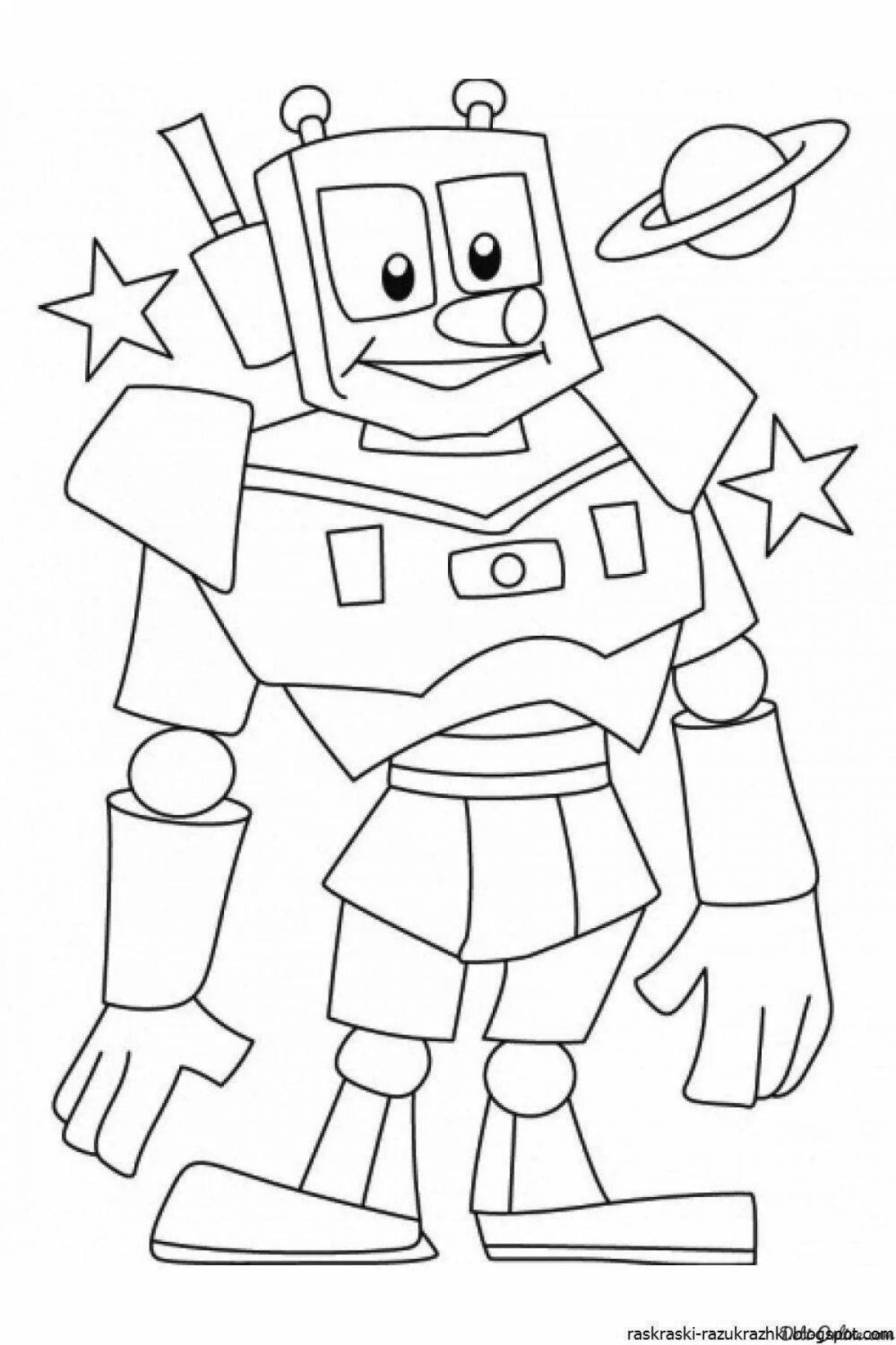 Gorgeous robots coloring for boys 6-7 years old
