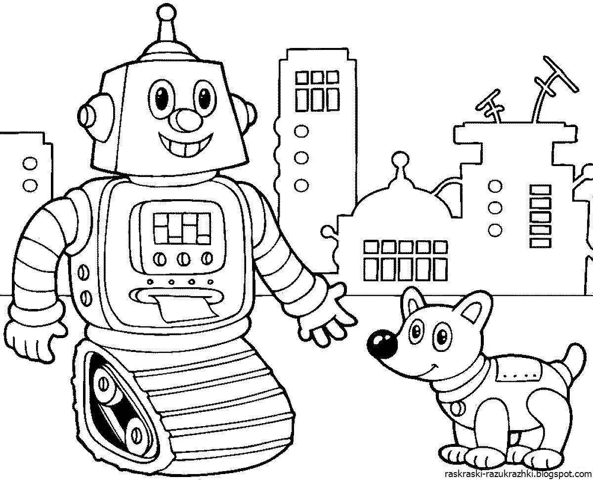 Adorable robot coloring pages for 6-7 year old boys