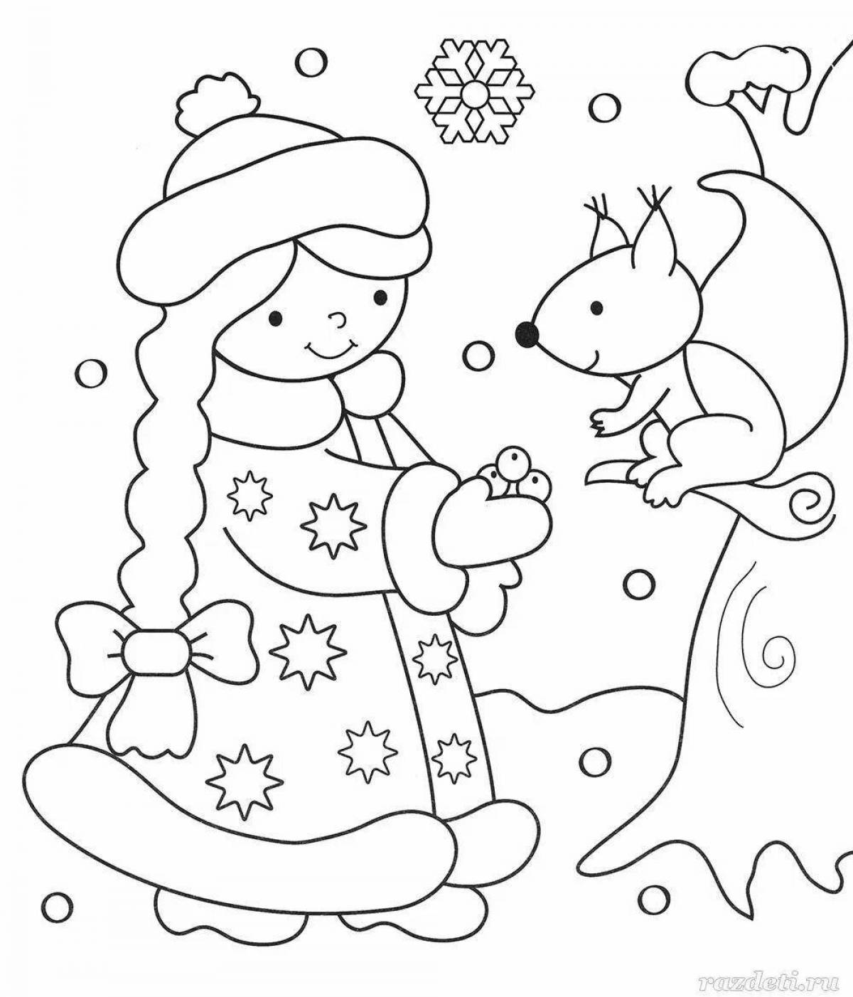 Glitter winter coloring book for 3-4 year olds