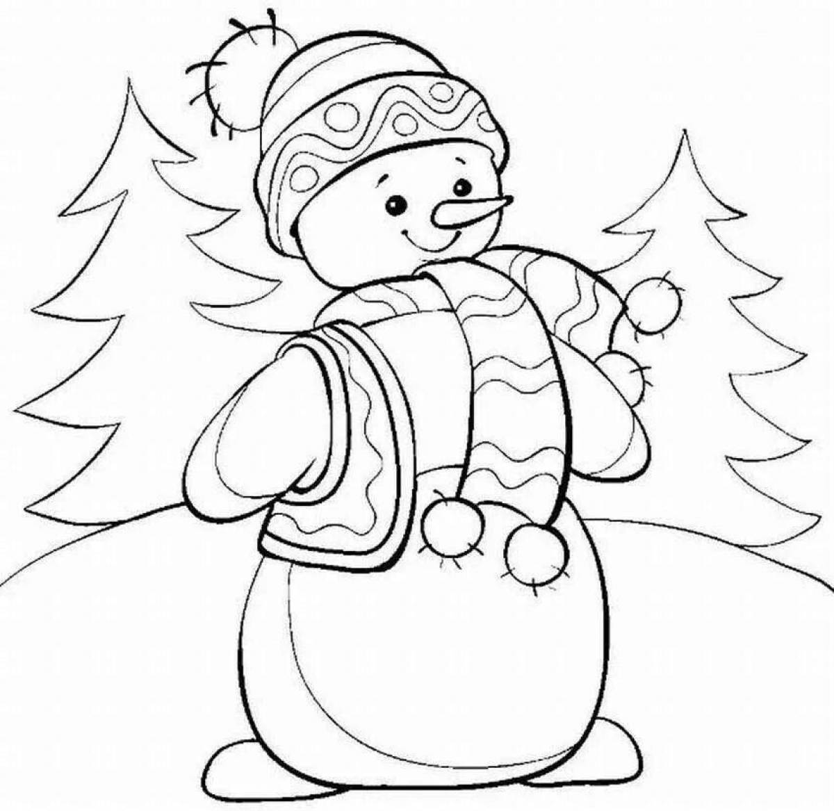Whimsical winter coloring for children 3-4 years old