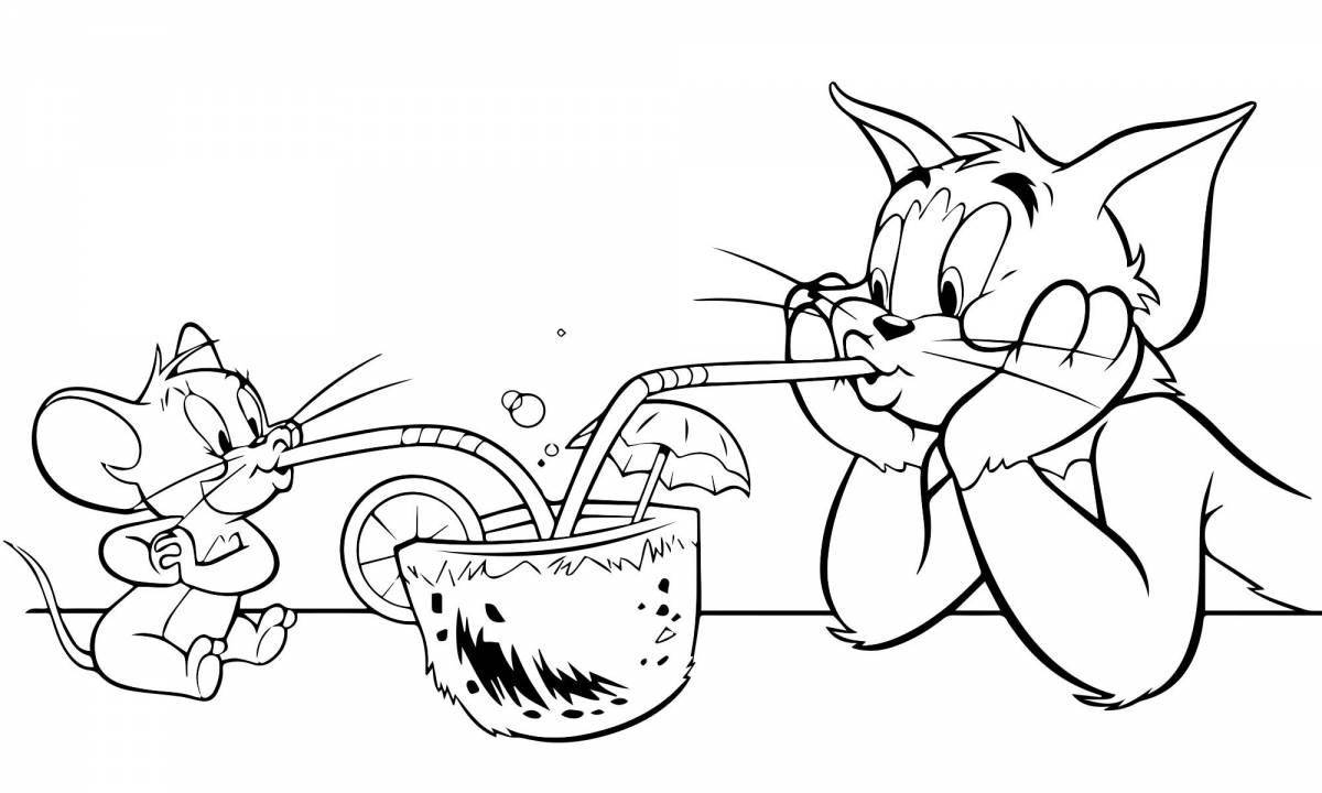 Colorful tom and jerry coloring book