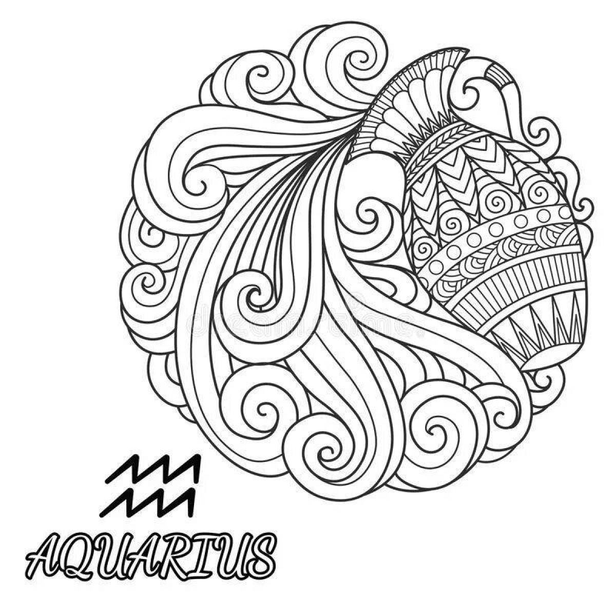 Glitter Aquarius coloring page