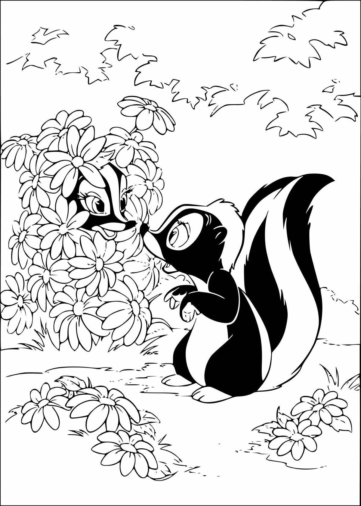 Naughty skunk coloring page