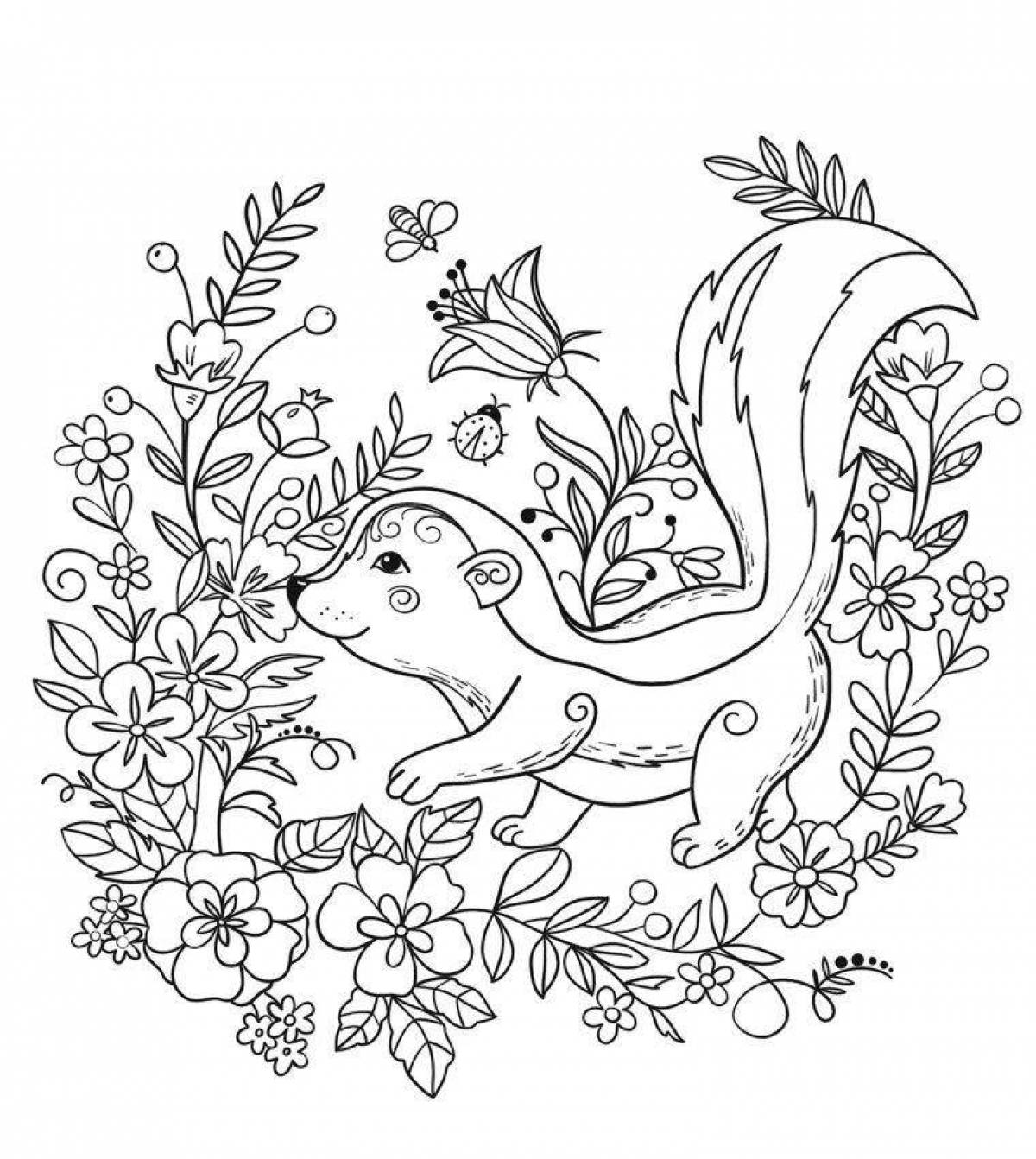 Outgoing skunk coloring page