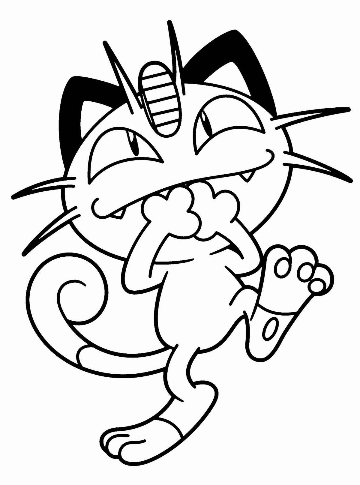Grinning meowth coloring page