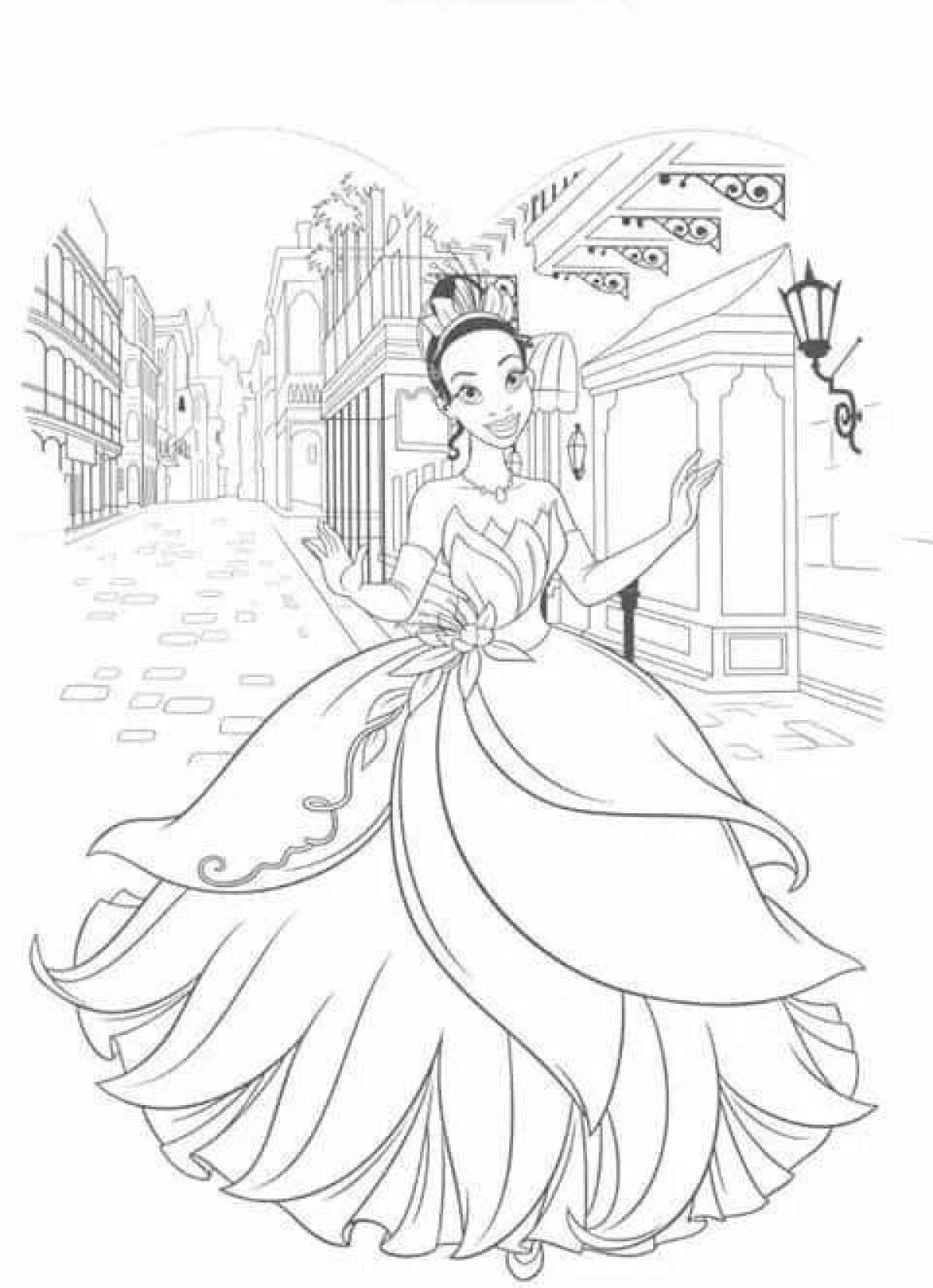 Joyful tiana coloring