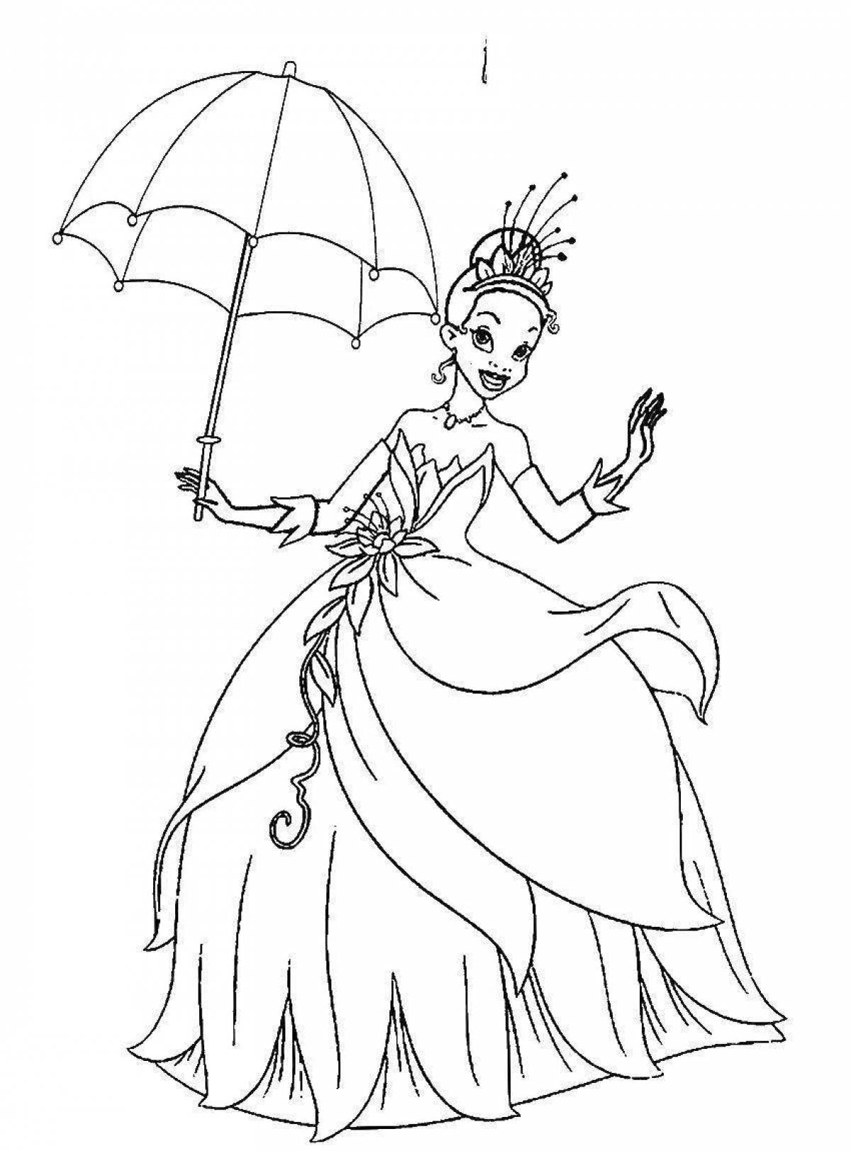 Exquisite tiana coloring page