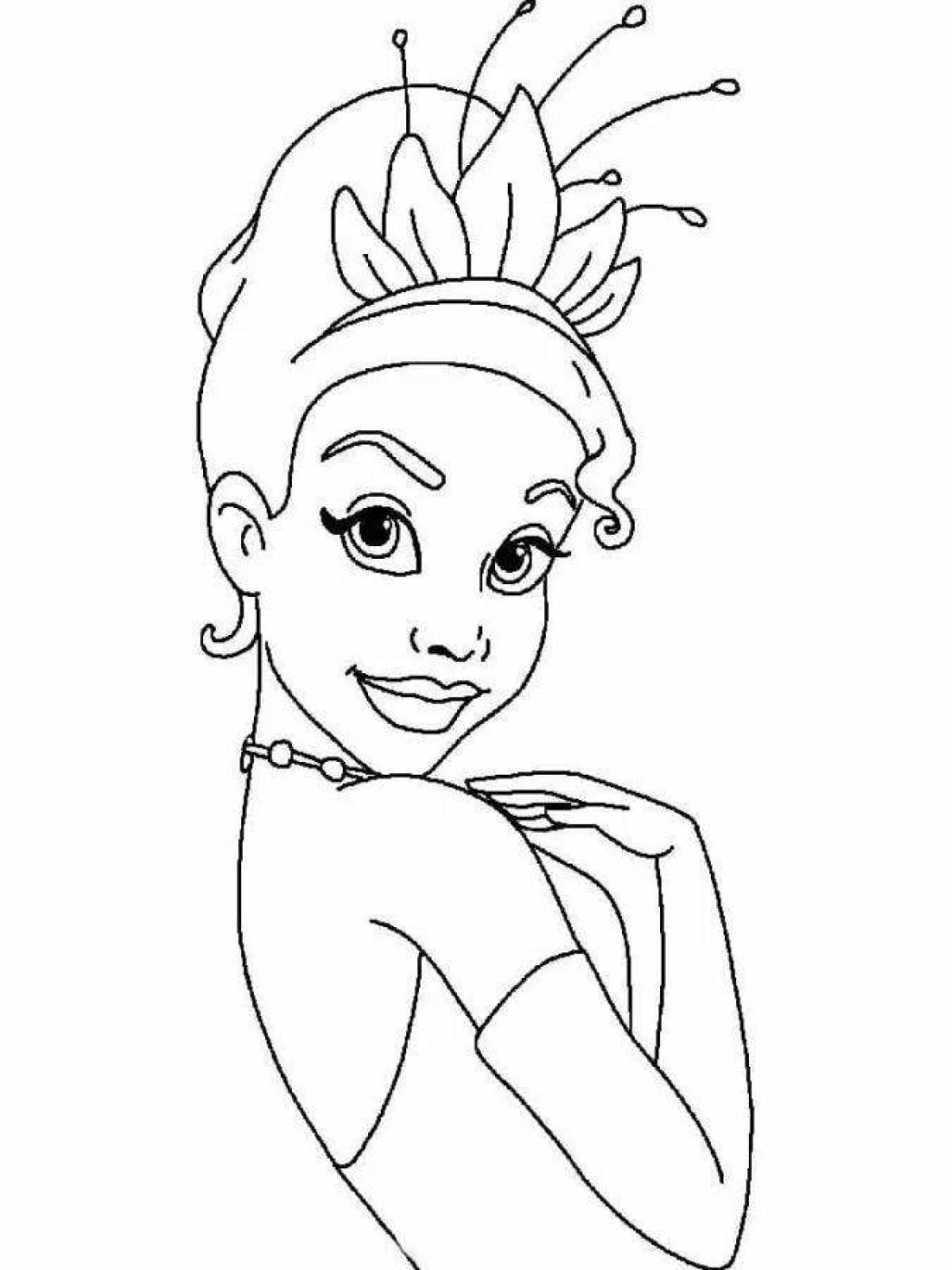 Colorful tiana coloring page