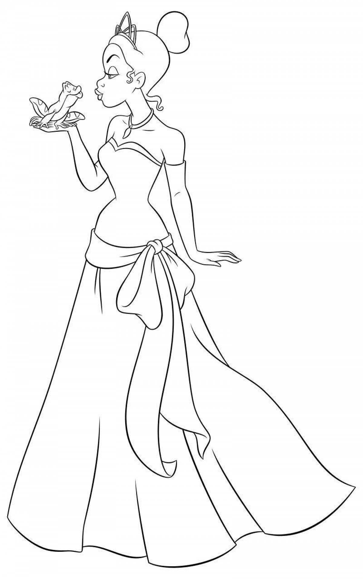 Playful tiana coloring page