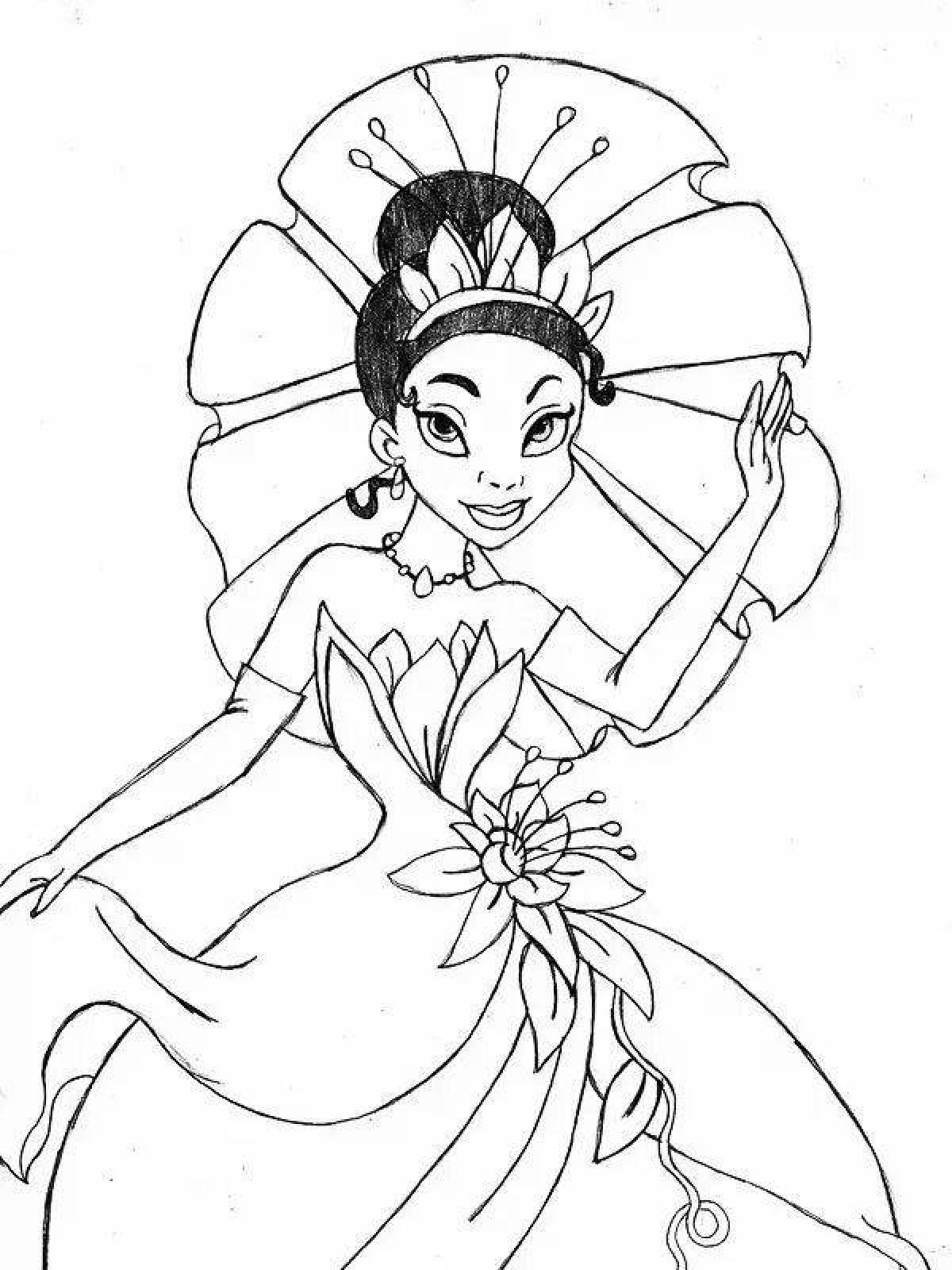 Glorious tiana coloring page