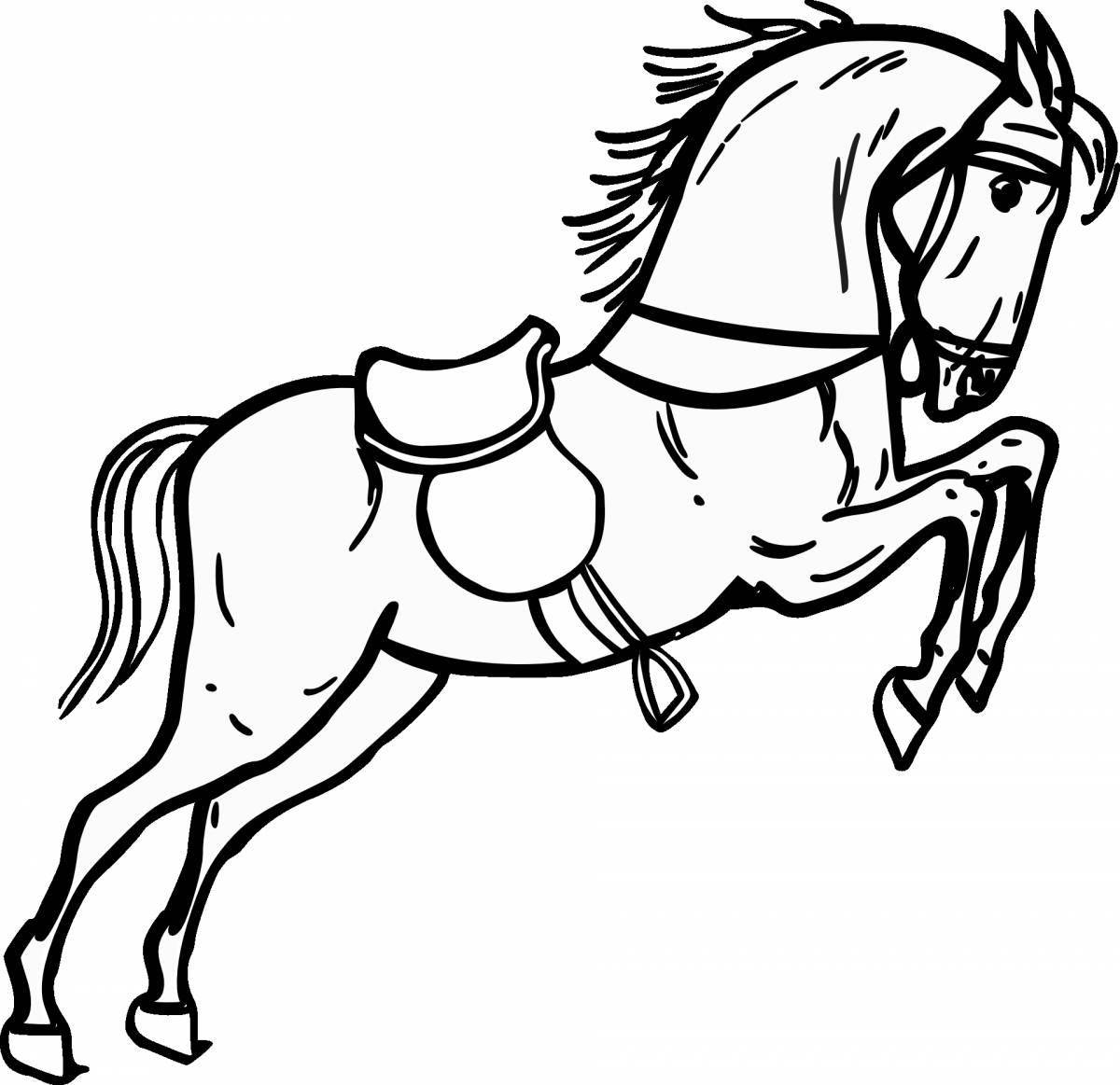White horse galloping coloring page