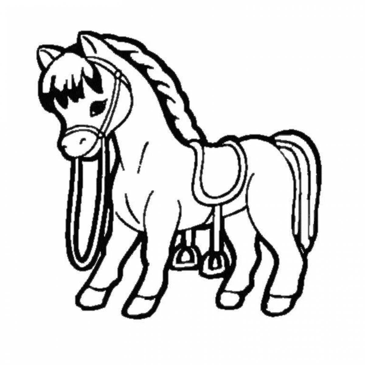 Playful white horse coloring book