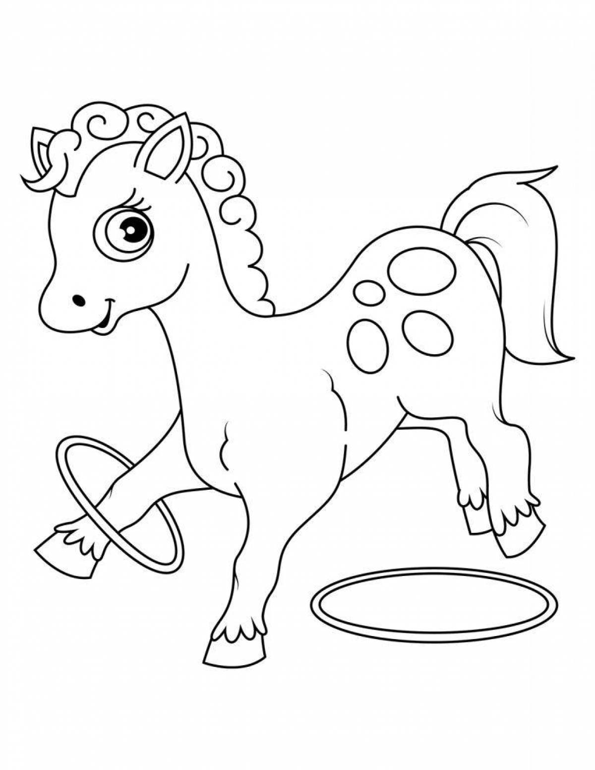 Царственная белая лошадь-раскраска