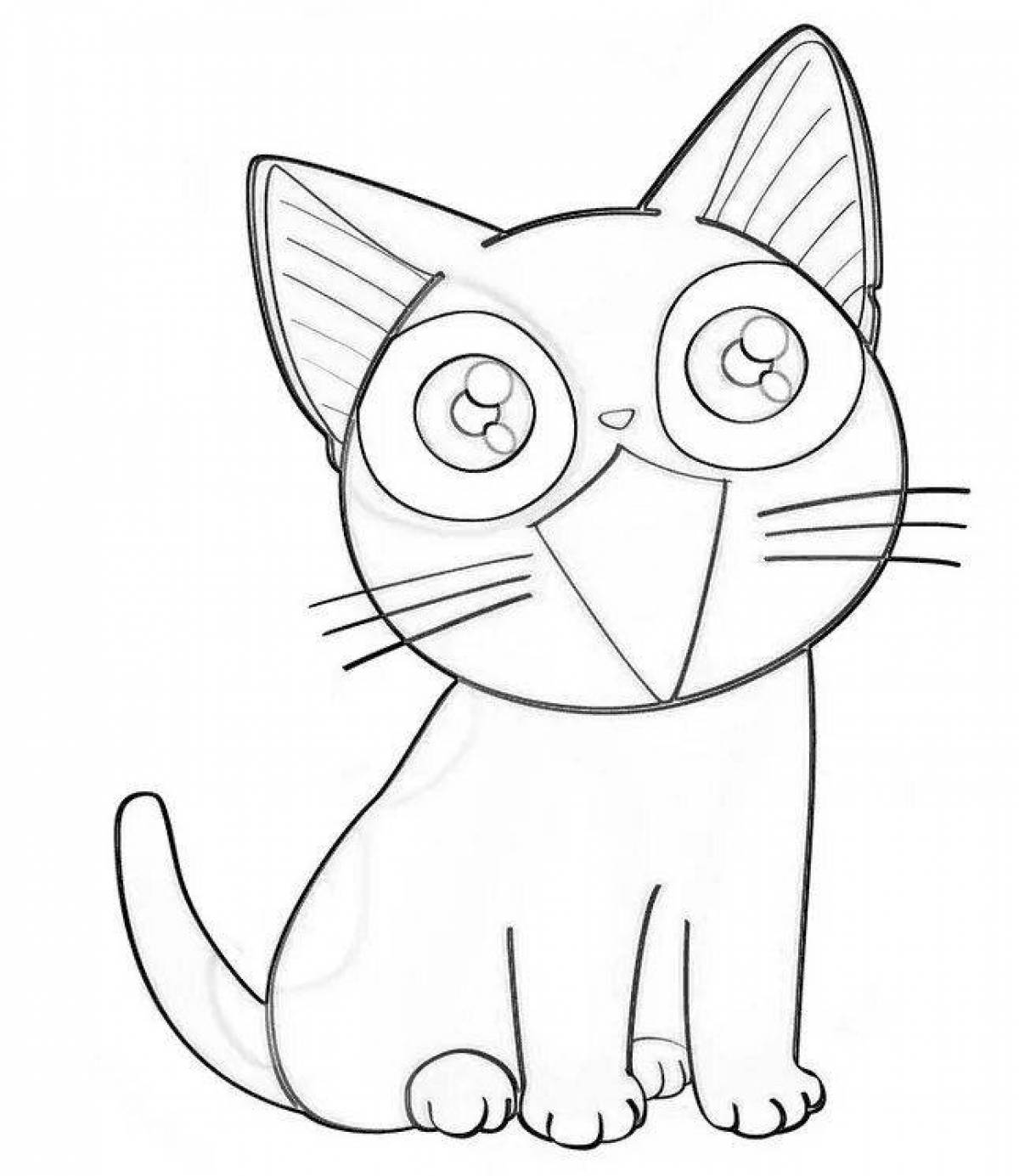 Colorful cat coloring page