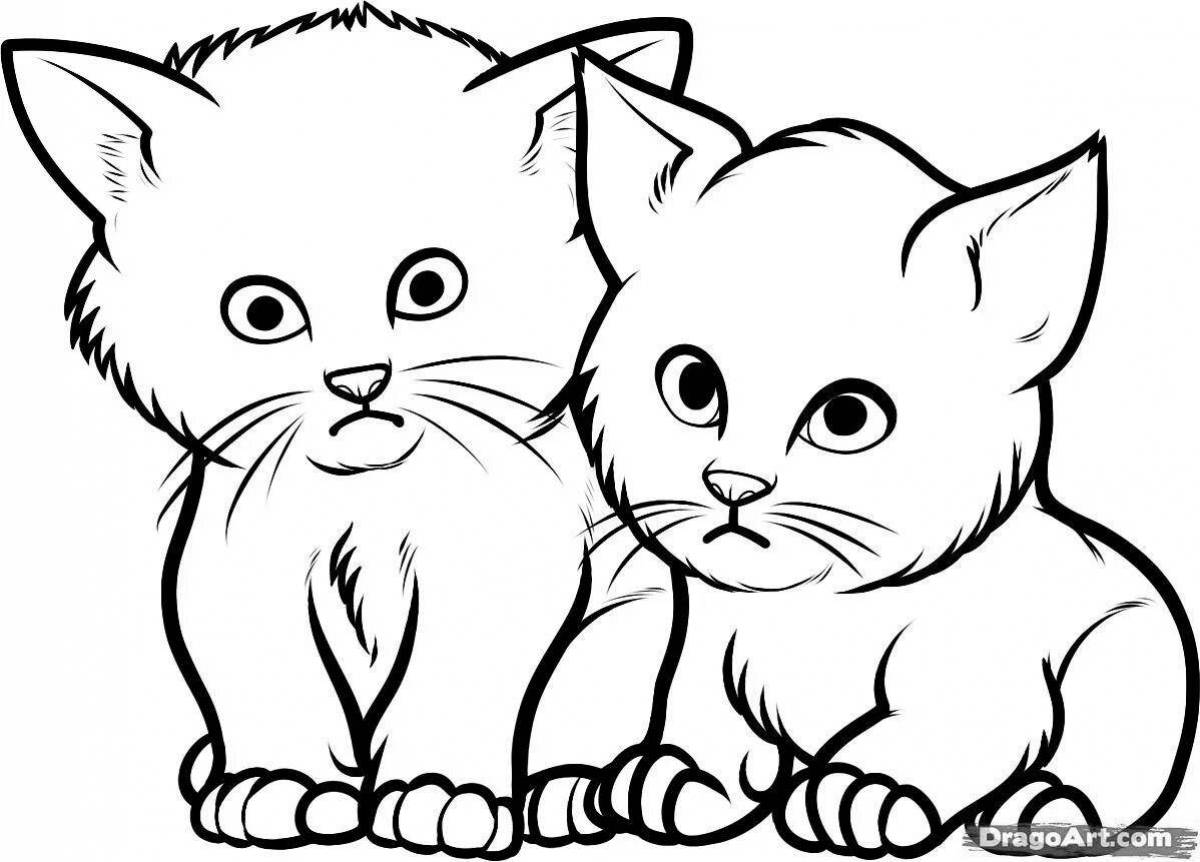 Очаровательная страница раскраски кошек