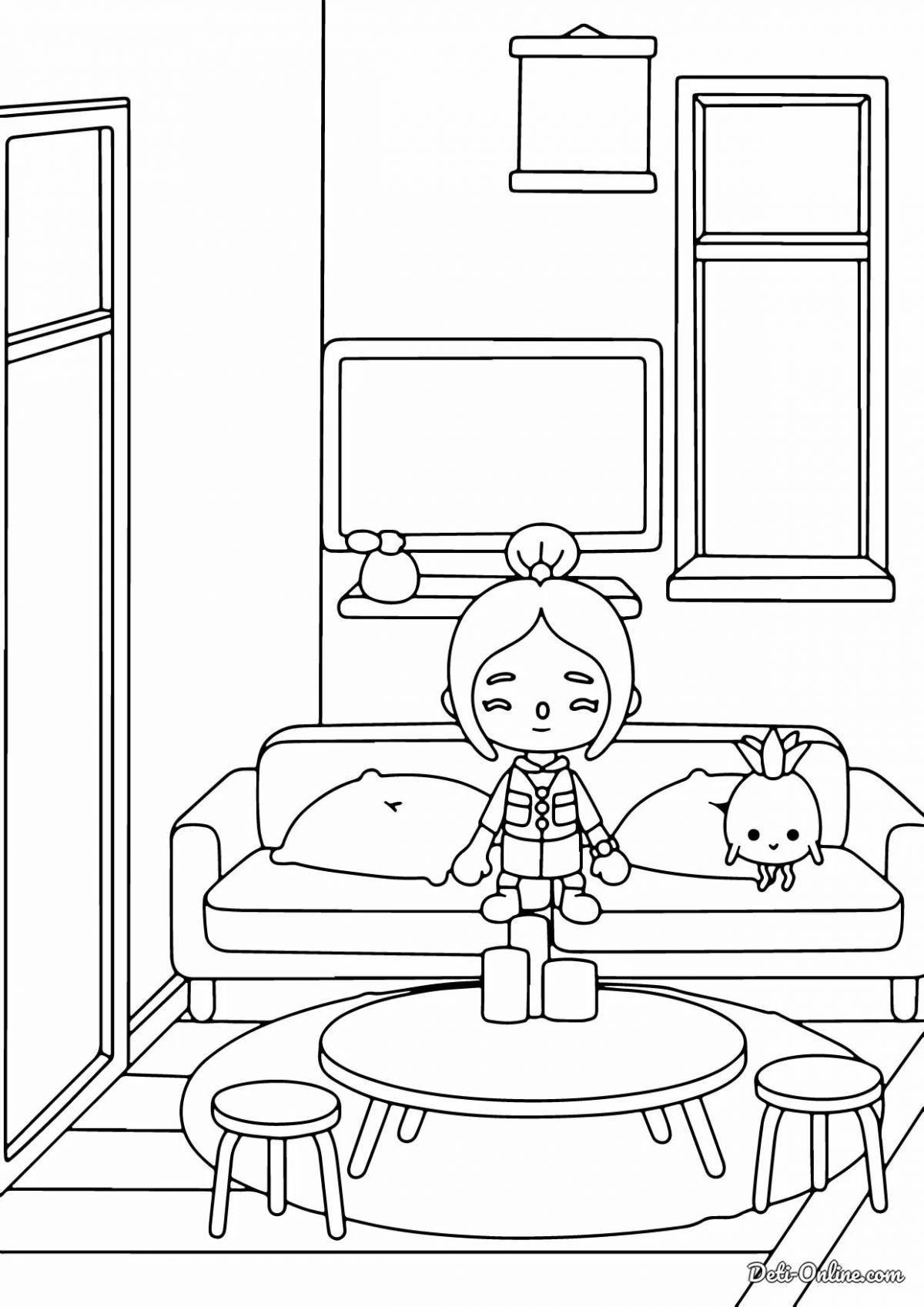 Awesome tokoboko furniture coloring page