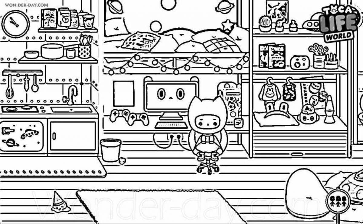 Tokoboko wonderful furniture coloring page