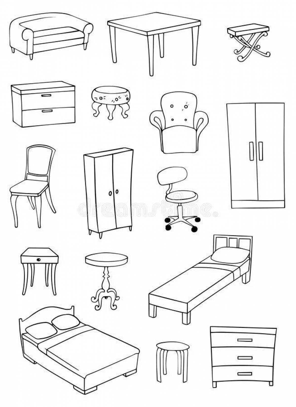 Cute tokoboko furniture coloring page