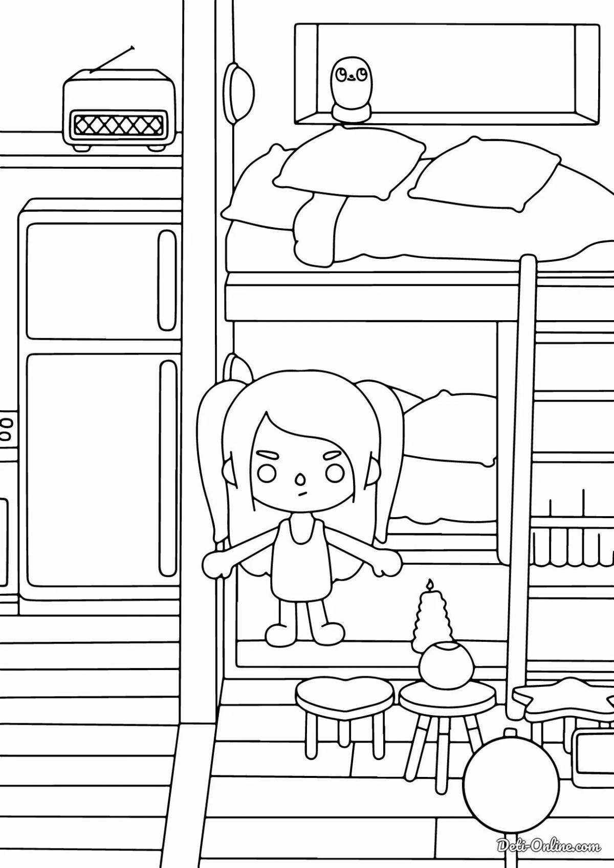 Tokoboko comfortable furniture coloring page
