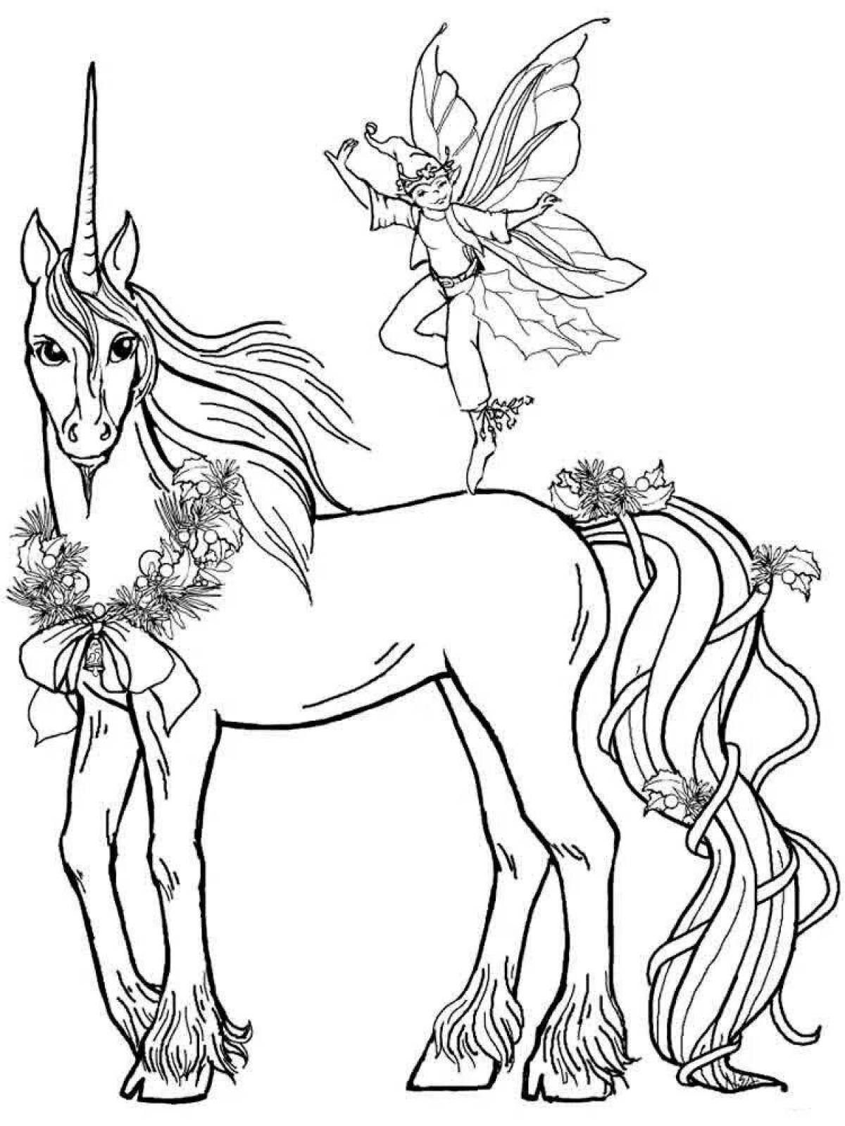 Serene unicorn coloring book