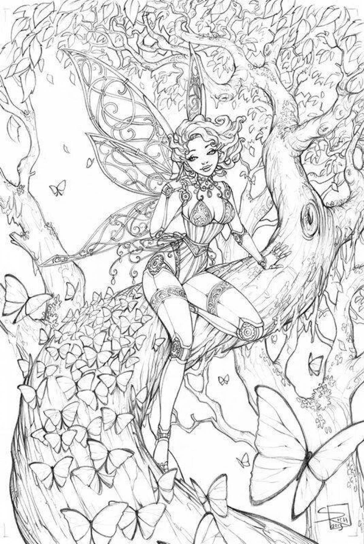 Photo Exquisite anti-stress fantasy coloring book