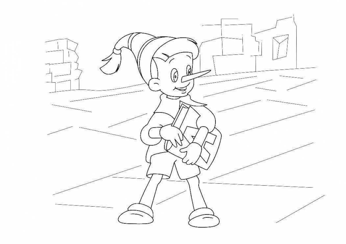 Coloring page joyful pinocchio