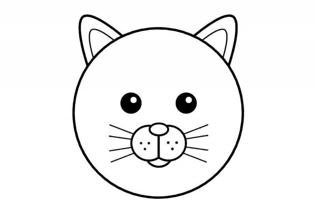 Colorful cat head coloring page