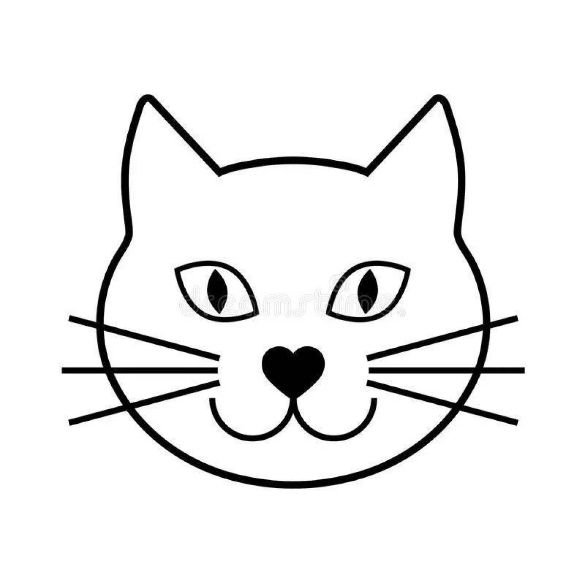 Fancy cat head coloring page