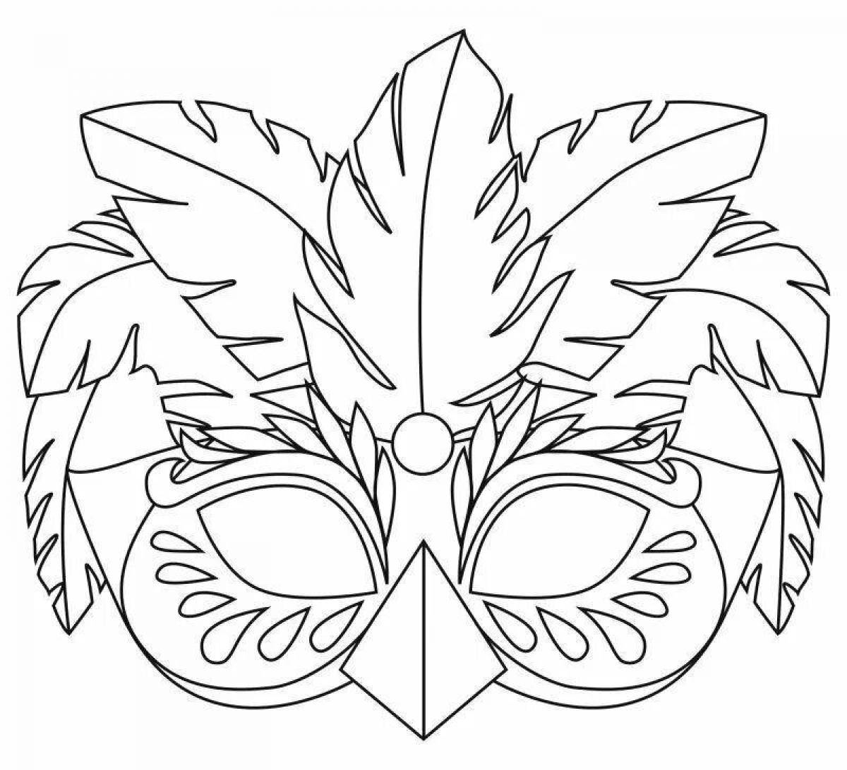 Glittering masquerade mask coloring page