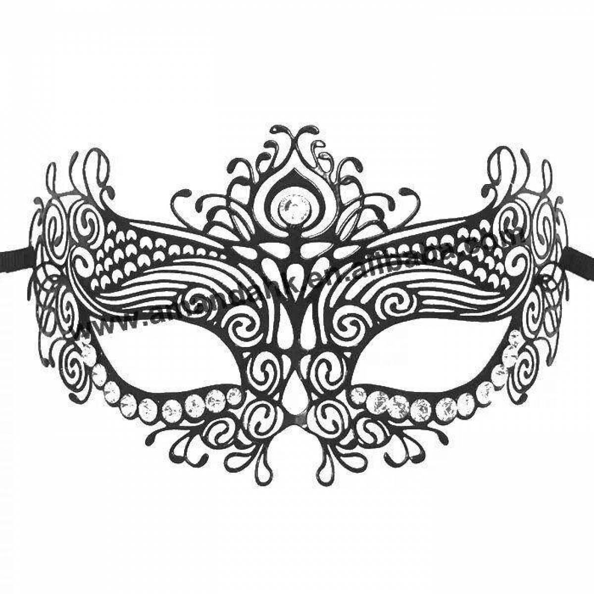 Раскраска элегантная маскарадная маска