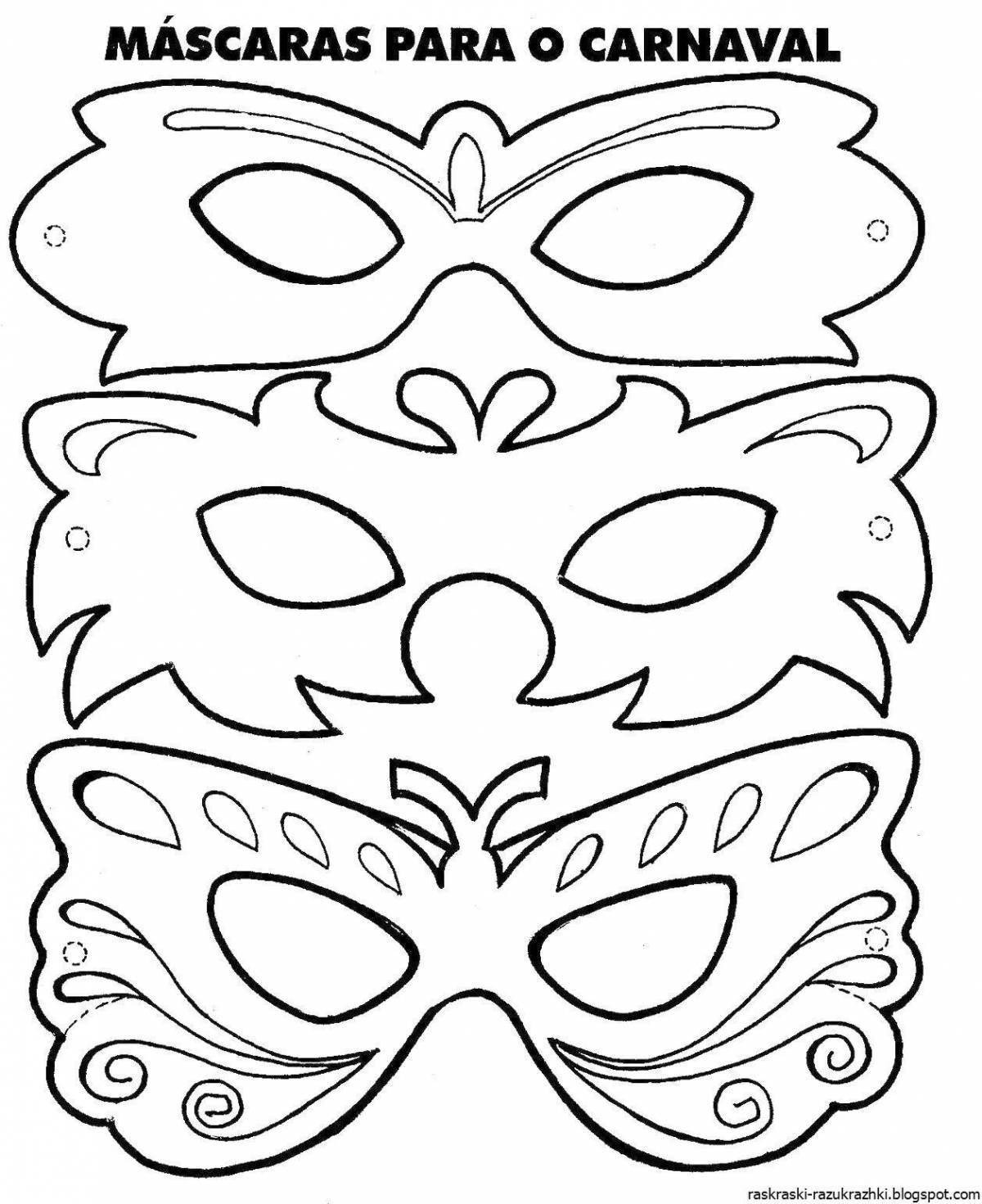 Exquisite masquerade mask coloring page