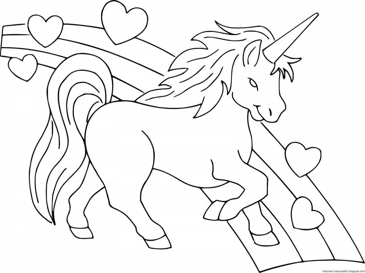 Luminous unicorn coloring book for girls