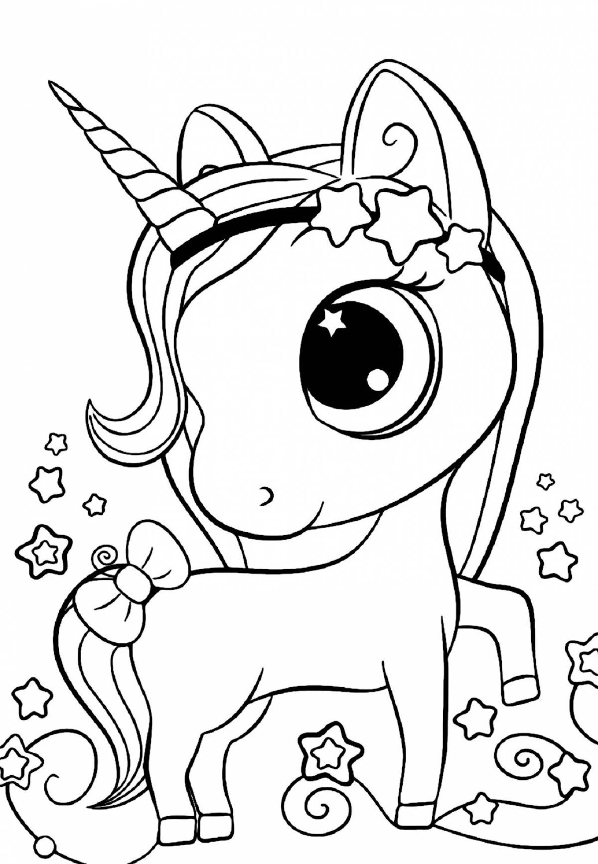 Happy coloring page unicorn for kids