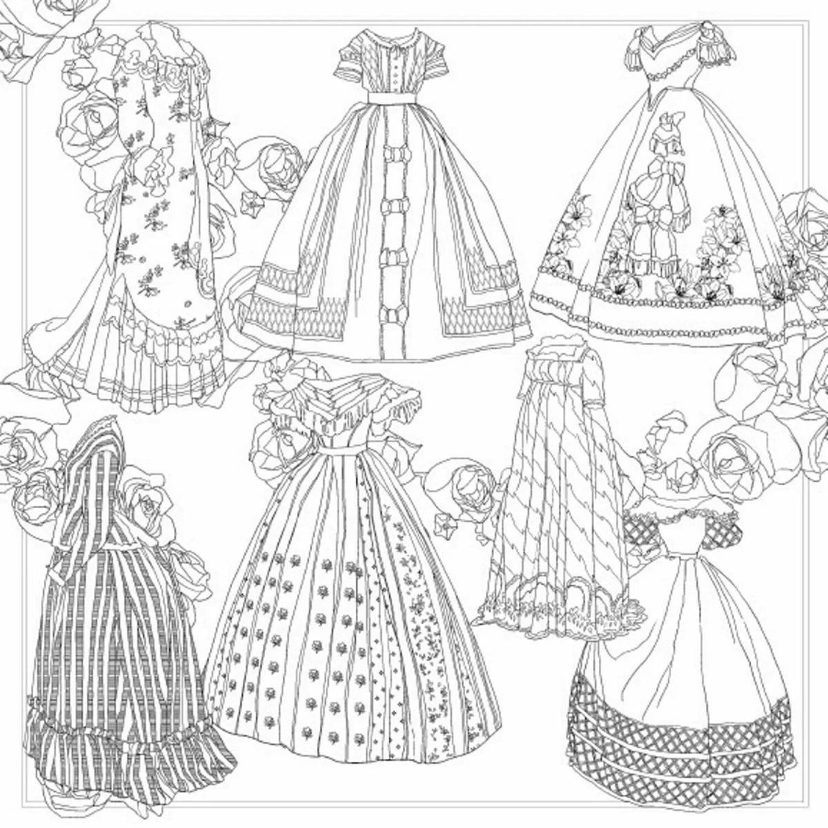 Gorgeous dress coloring for dolls
