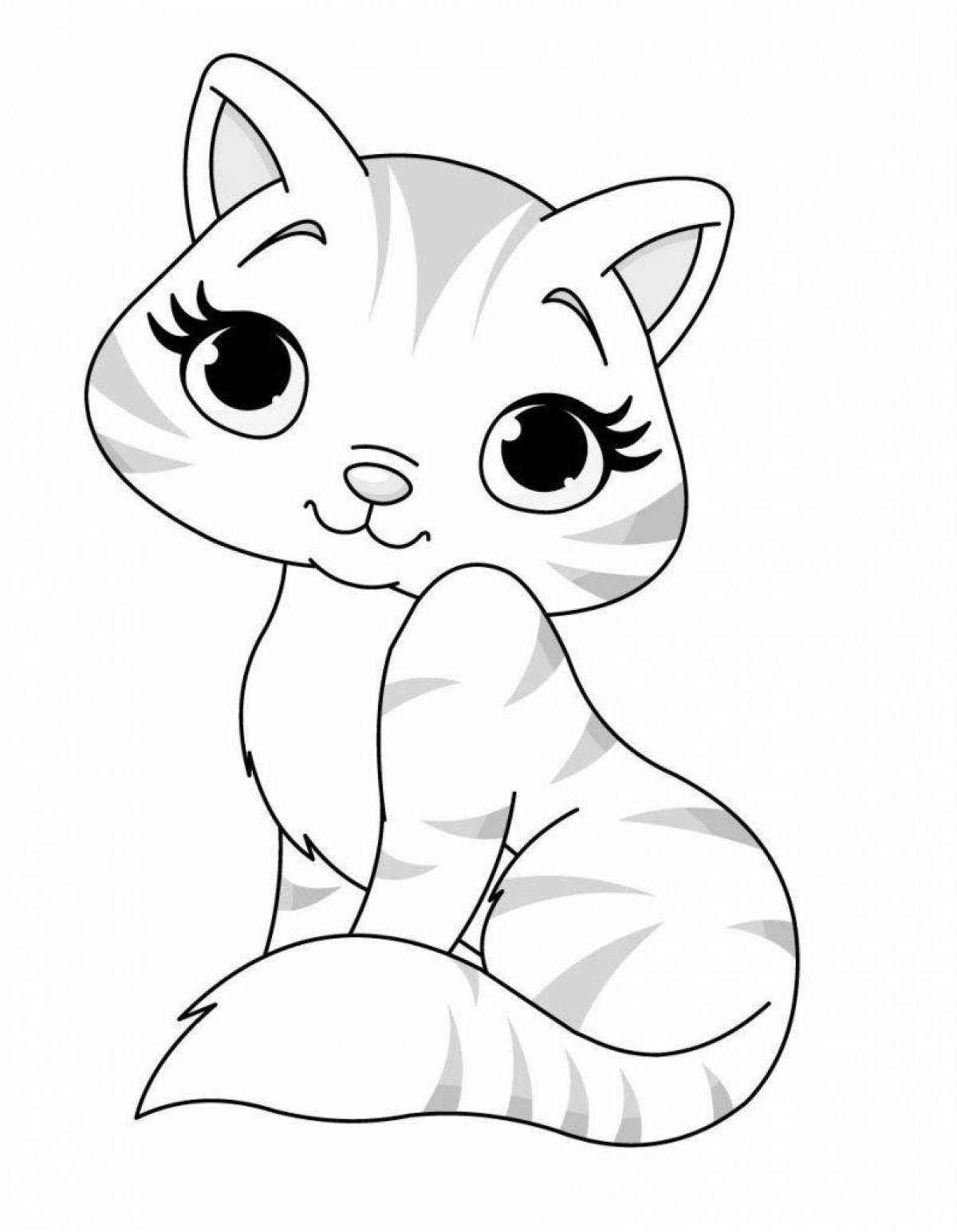 Beautiful cat coloring page