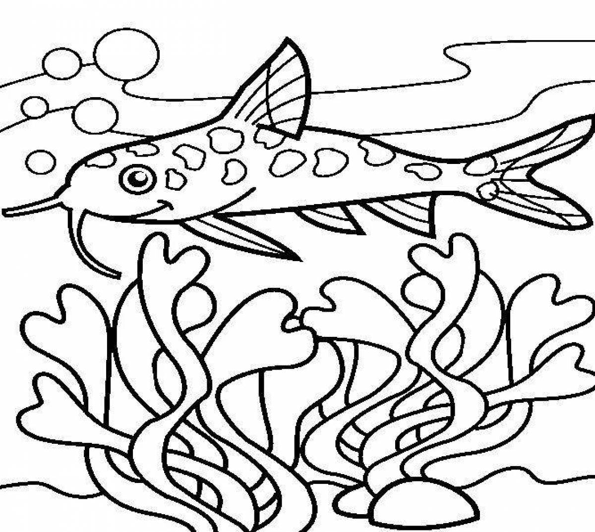 Раскраска экзотическая речная рыба