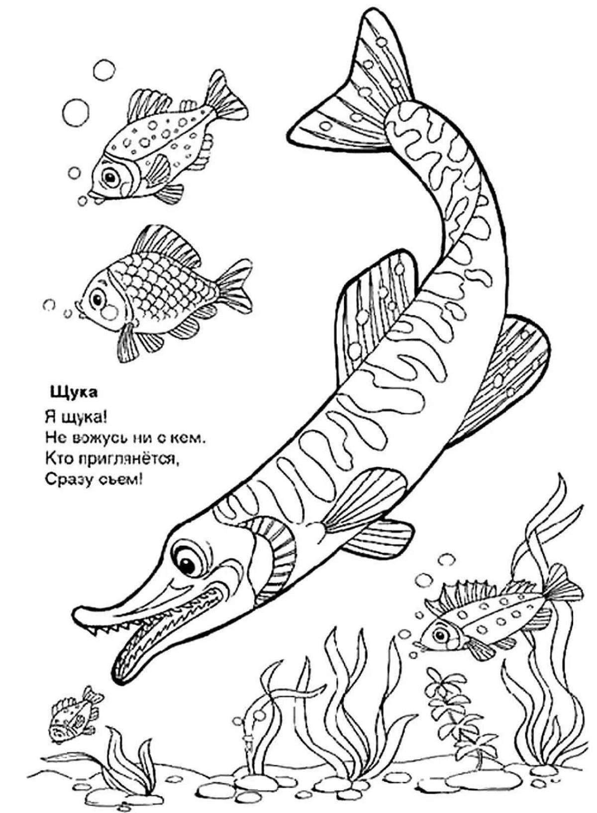 Coloring page amazing river fish