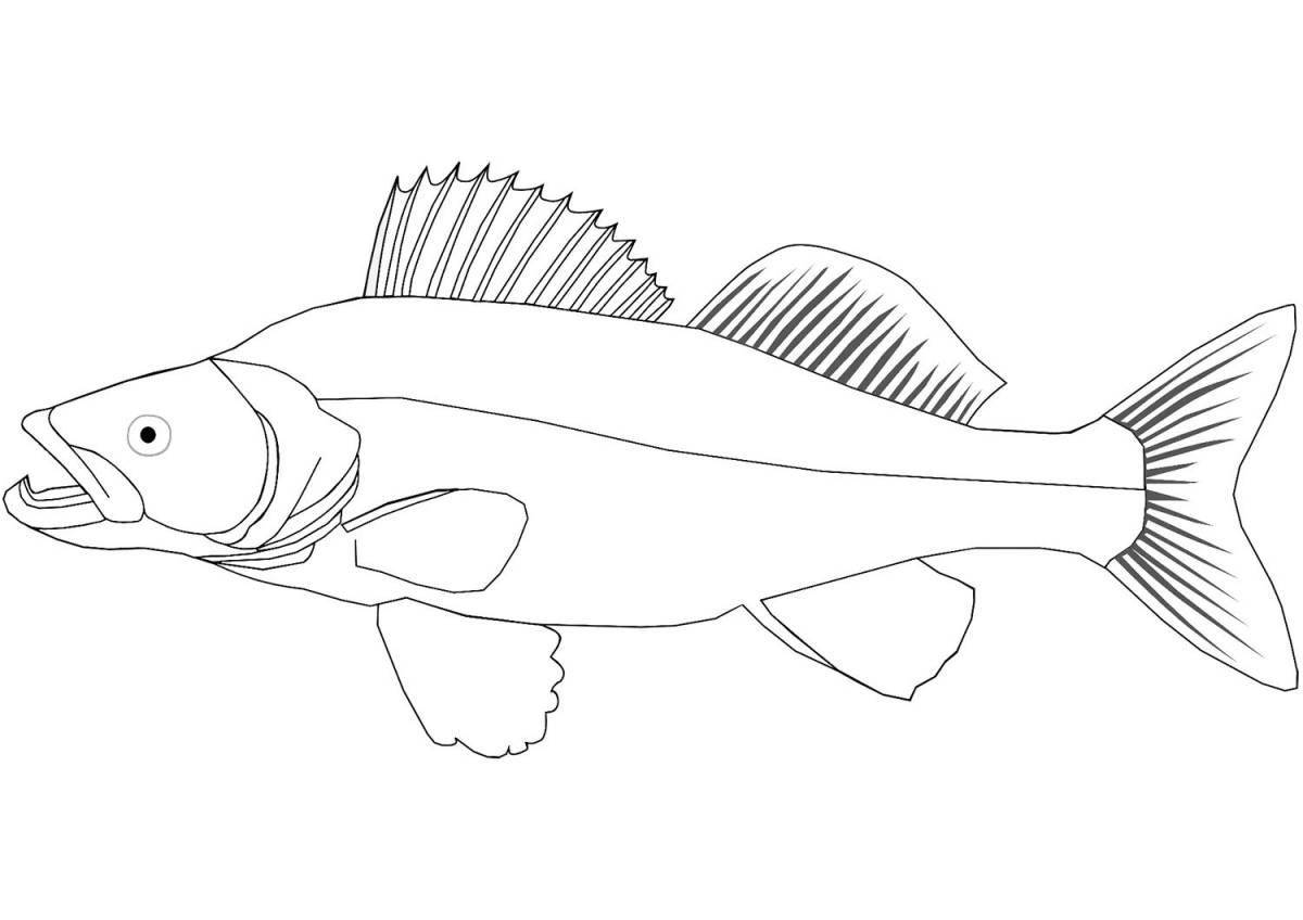 Анимированная страница раскраски речной рыбы