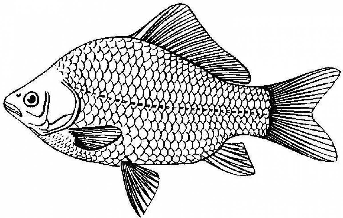 Glittering river fish coloring page