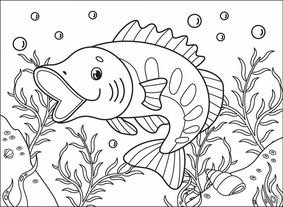 Отличительная страница раскраски речной рыбы