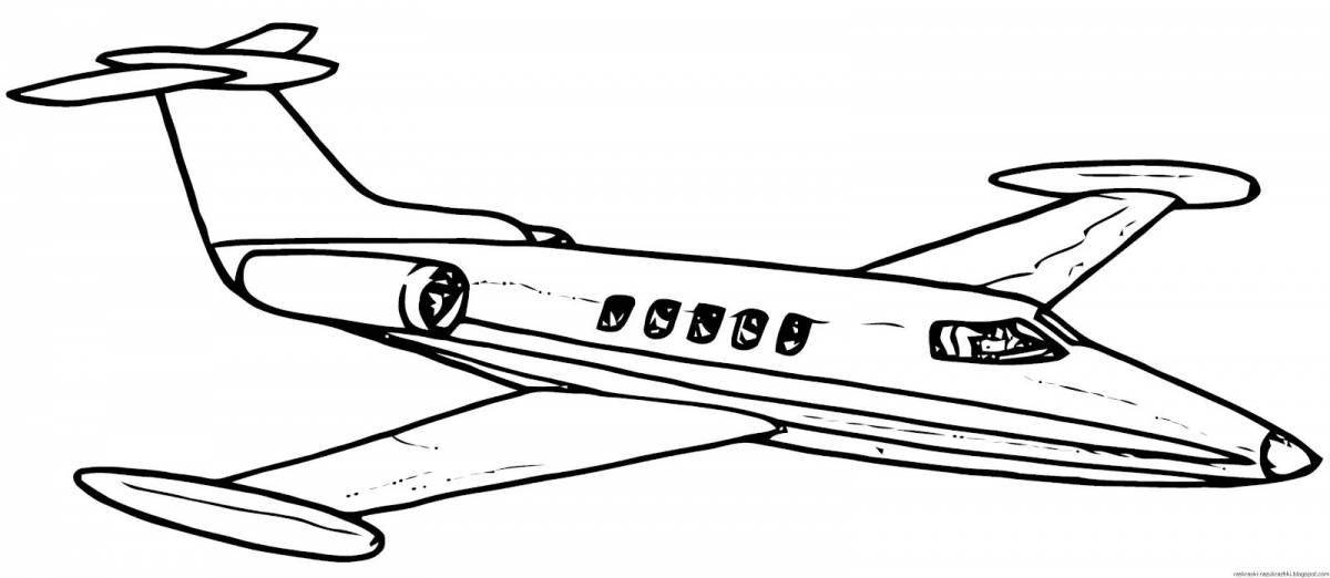 Playful airplane coloring page for 5-6 year olds