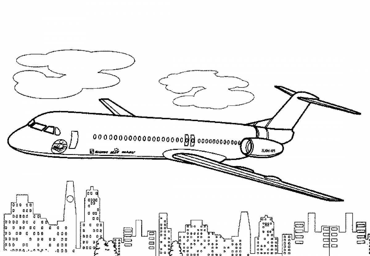 Amazing airplane coloring page for 5-6 year olds