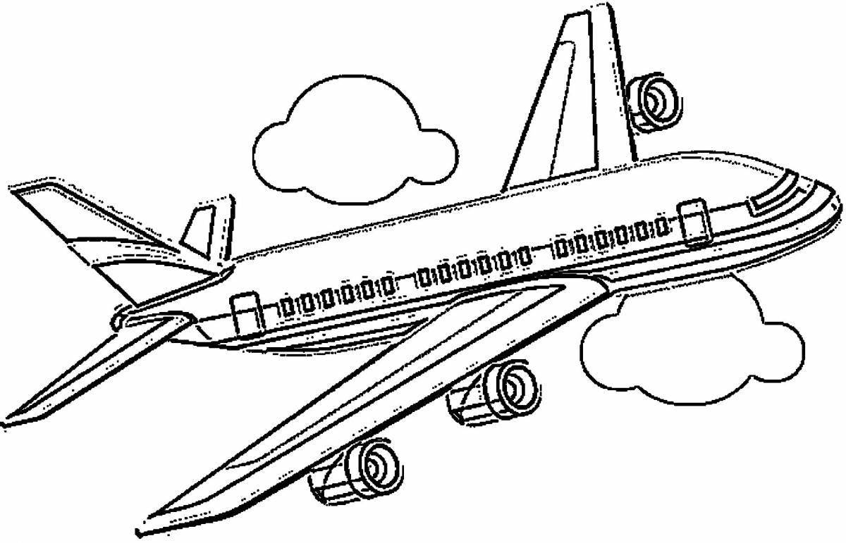 Cute plane coloring book for 5-6 year olds